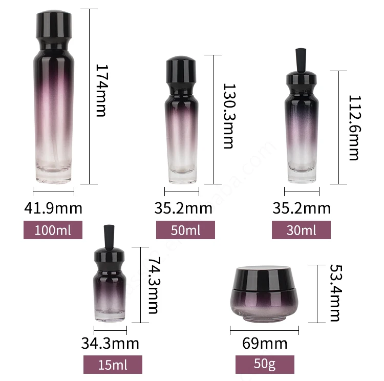 Luxury Glass Lotion Pump Spray Bottle Gradient Cosmetic Containers Face Cream Jar Skincare Bottle Set supplier