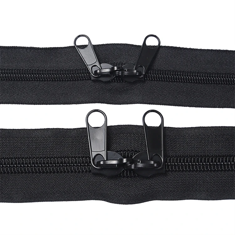 Double Layer Sbs8# Double Slider Factory Customized High Quality Nylon Anti-theft Lock Hole Puller Zipper for Luggage Bags