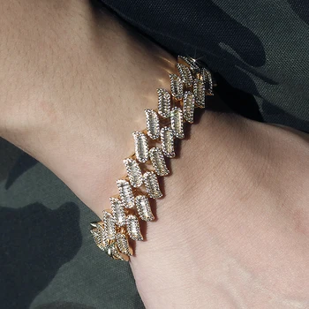 Hip Hop Womens Mens Iced Out Jewelry Bracelets Diamond Cuban Link Pave Full Chain Cubic Zirconia CZ Bracelet 18k