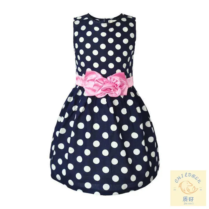 Girls Sleeveless Polka Dot Skirt Girls Vest Skirt Children Big Flower
