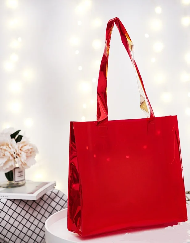 Vietnam Made Custom Transparent Pvc Shopping Bag Holographic Pvc Tote