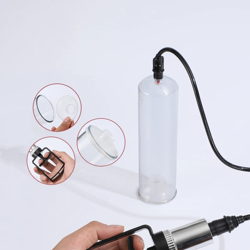 plug anal com rabo Vakuum-Penispumpe für Männer, Größerer Becher, Wachstum, Gesundheit,  Vergrößerung + 3 Manschetten, Schröpfen, Hijama-Schröpfen, Nassschröpfen