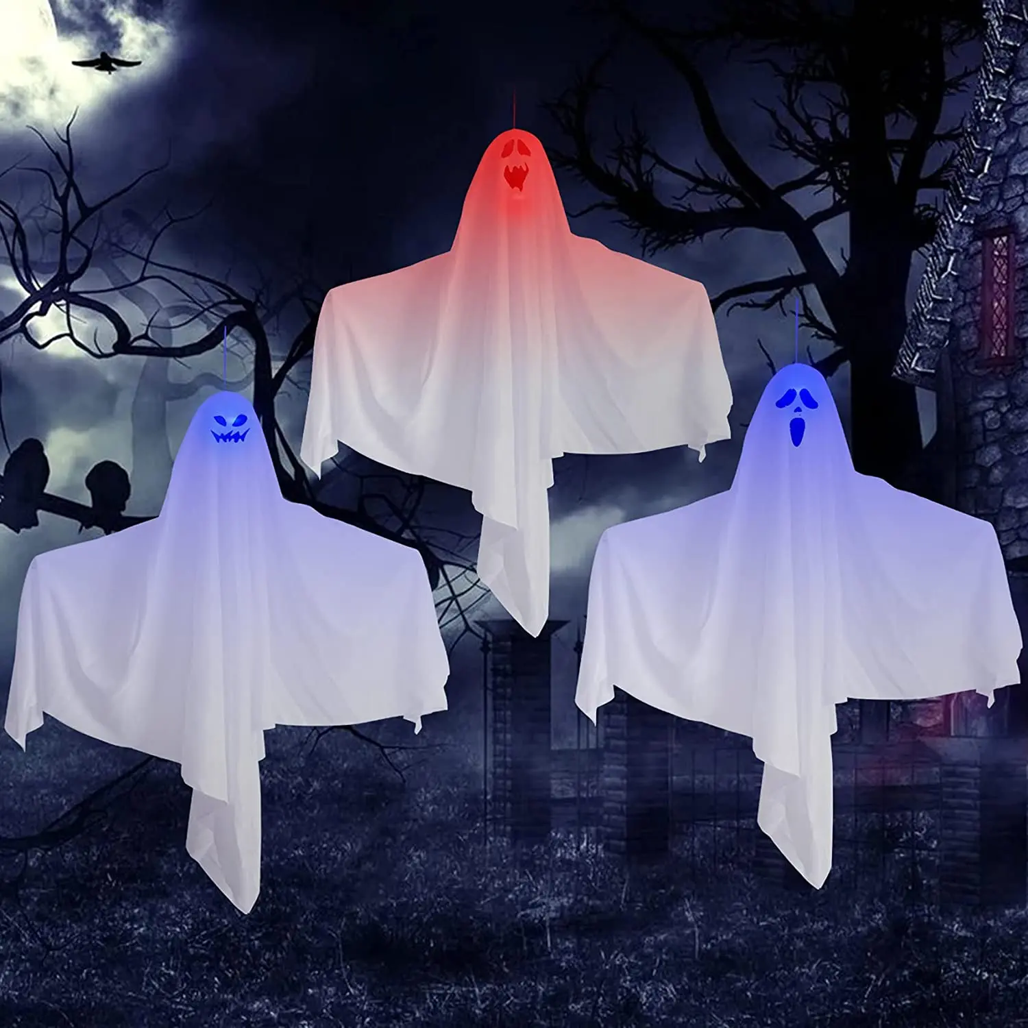 Halloween Hanging Ghosts Decorations Light up for Halloween Holiday Party Decoration Outdoor Indoor supplier