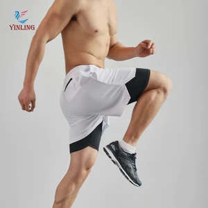 High Quality Short Pants Gym Athletic Running Trunks Mens 2 in 1 Gym Training Workout Shorts