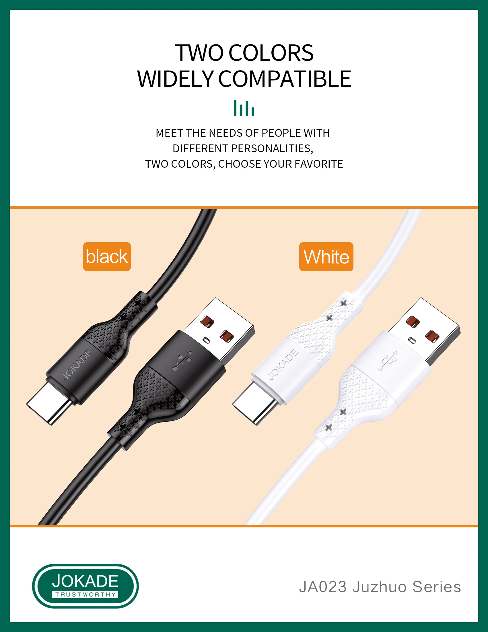 JOKADE Smart Chip USB to Type-C Silicone Cable - Fast Charge