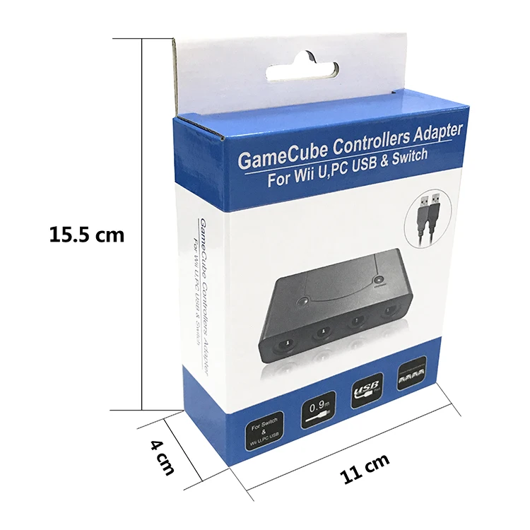 GameCube Controller Adapter for Wii U, PC USB and Switch, 4 Port