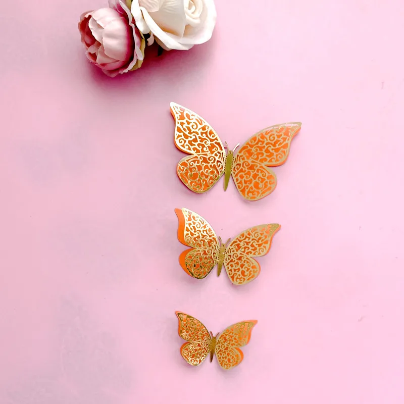 Double Layer Butterfly Cake Toppers Princess Girls Wedding Happy