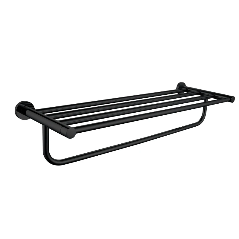 Factory Wholesale Black Finish Double Towel Rack Wall Mounted Towel