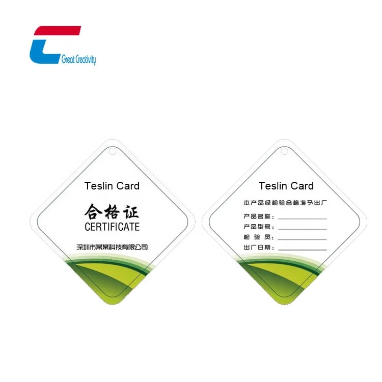 Chuangixnjia Customized Shape Design Eco Friendly Bio Card Teslin Paper Card  for Id Card