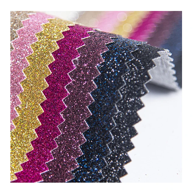 Cheap Shimmer 0.5 mm Vegan PU Shiny Material Faux Artificial Synthetic Leather Glitter Fabric for Bags Shoe Makeup Bows Making