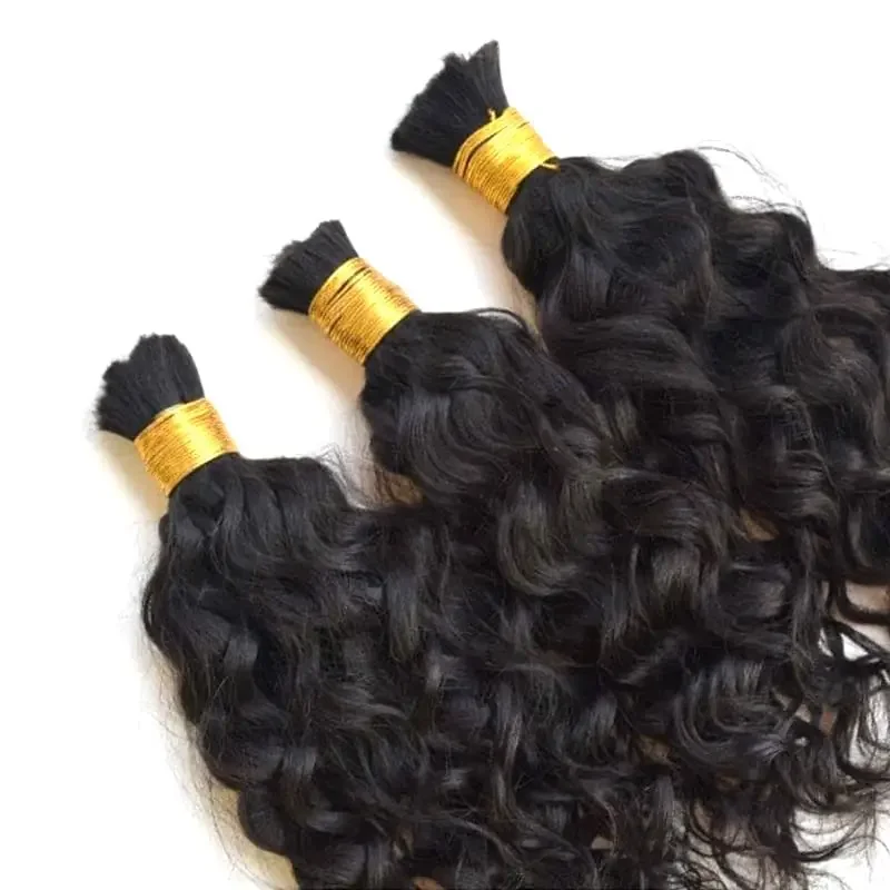 Brazilian Remy Human Hair Bulk for Braiding Water Wave Wet and Wavy Micro Braids Hair Bundles 100g 3Pcs/Lot_voghion.com
