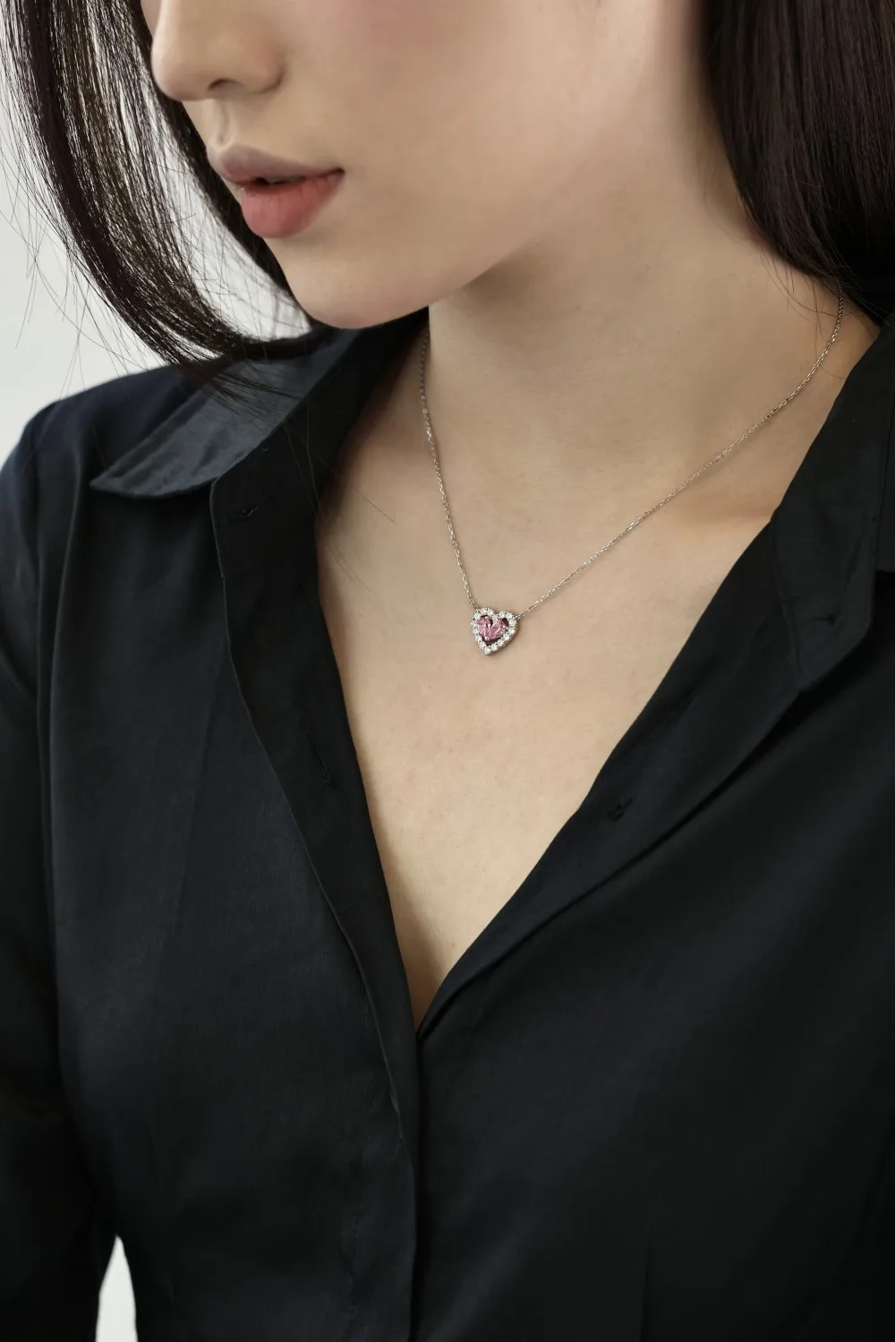 KAKODIY spot new design hollow pink heart-shaped 925 sterling silver necklace Cubic Zirconia pendant necklace women's gift detail 3