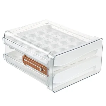 Hot-selling egg storage box with time record. 60-egg storage box with 2-layer drawer style.