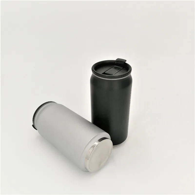 Gobelet isotherme 35 cl (12 oz) en acier inoxydable 304 à double paroi avec couvercle en plastique, blanc/noir._voghion.com