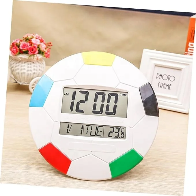 Football Design Big Display Alarm Clock Digital Lcd Wall and Desk Alarm Clock Wall Decor Home Decor Accessories