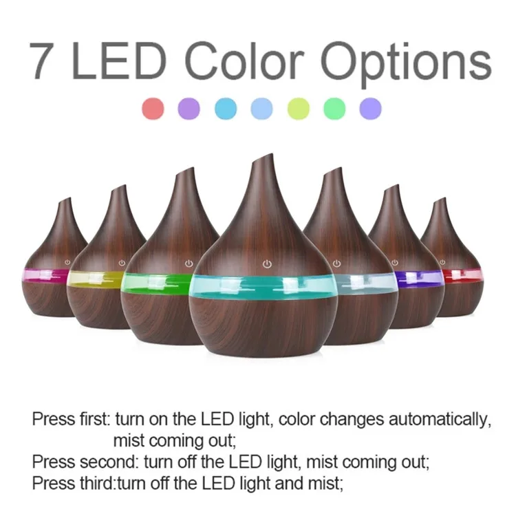 300ml Mini Humidifier Essential Oil Diffuser Aromatherapy Electric Wood Ultrasonic Air Diffuser Cool Mist Maker Air Humidifier