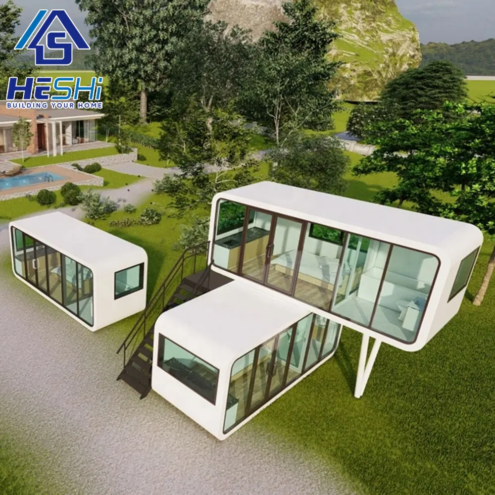 Complete Prefab Popular Moveable Apple Cabin House for Sale Prefabricated Portable 20Ft 40Ft Office Pod Outdoor Container Home