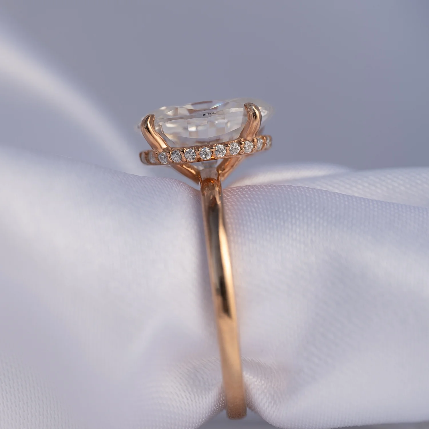 3-7 CT Moissanite Engagement Ring – 10K/14K/18K Rose Gold Or Sterling Silver, Hidden Halo Bridal Set