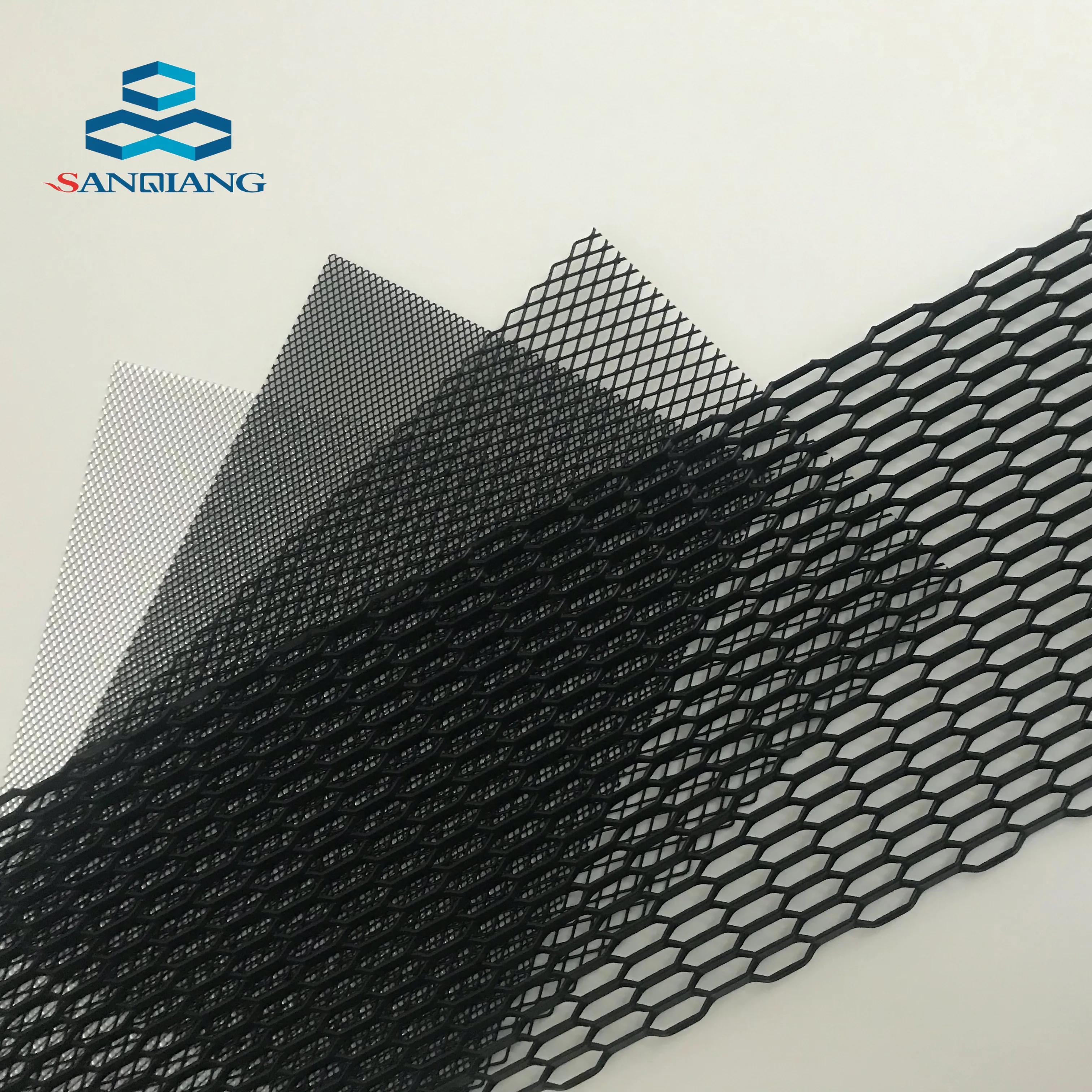 6x20mm 500mm Width Black Aluminum Perforated Expanded Mesh Diamond Hexagonal Hole Car Grille Screen