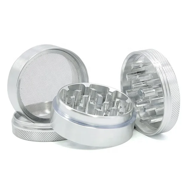 wholesale grinders OEM/ODM Custom logo 40mm 50mm 55mm 63mm 75mm metal herbal smoking 4 layers tobacco herb grinder