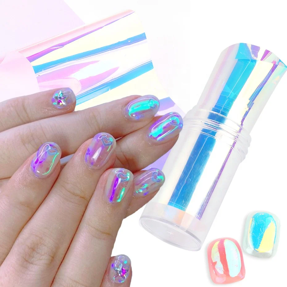 Amazon.com: Glass Broken Decorated False Nails Rich Hair Pre-glued Manicure  Tips Transparent Press On Fingernails with Gel Medium : Beauty & Personal  Care