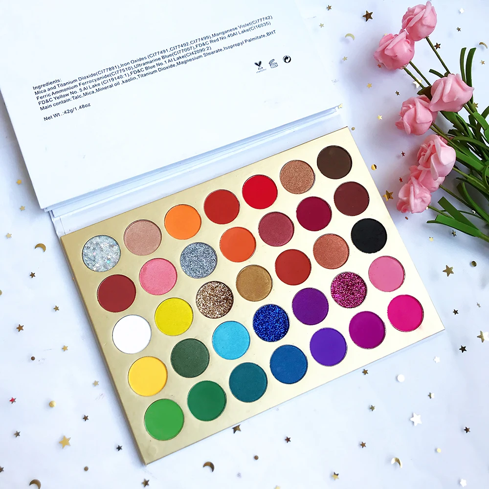 Makeup Neon Color 35 Small Custom Marble Cardboard Vegan Free Eyeshadow Palette