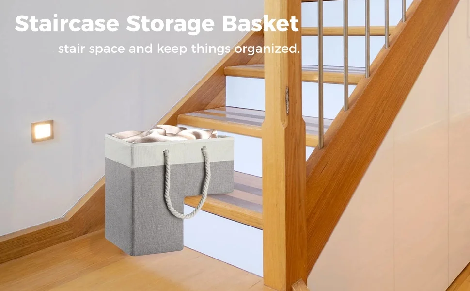 Collapsible Oxford L Shape Staircase Basket Fabric Stair Step Basket