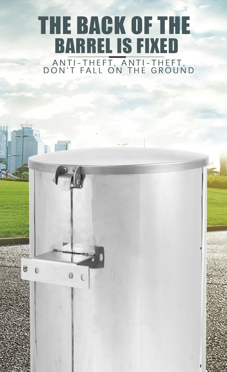 Large Outdoor Stainless Steel Wall Mounted Ashtray Lockable Metal Trash Bin for Smoking Accessories in Public Places