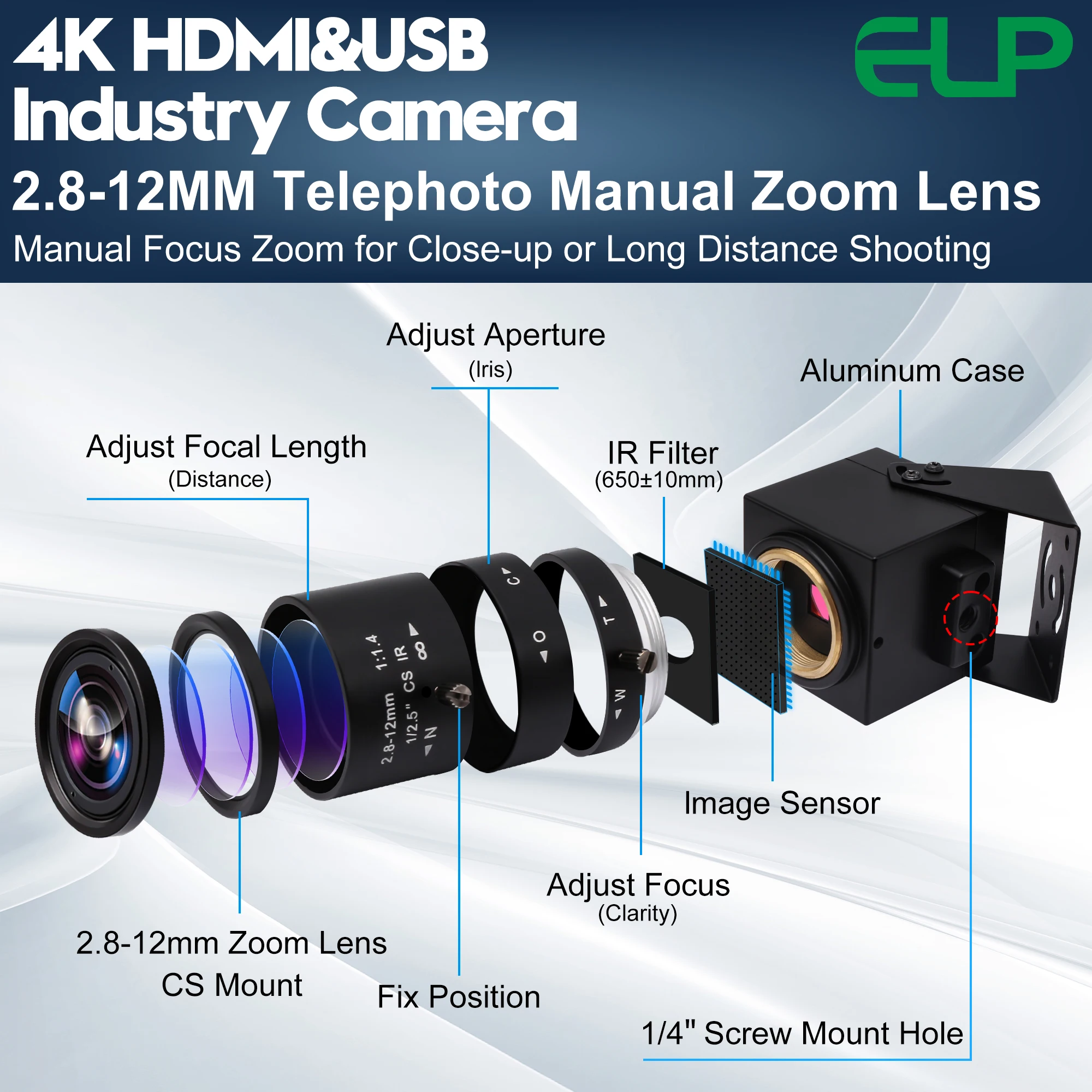 ELP 4K 60fps HD-MI USB3.0 Camera - Ideal for Repair Soldering
