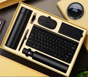 Hot Sell 7 in 1 Promotional Mens Custom LOGO Corporate VIP Office Accessories Gift Set Business Mouse Keyboard Office Set
