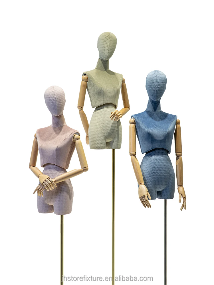 新しいデザインベルベット素材スカーフディスプレイハーフトルソ女性