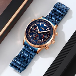Men's Gold Quartz SKMEI 9333 Chronograph Stainless Steel Cartoon Sport Watch 3BAR Water Resistant Auto Date Luxury