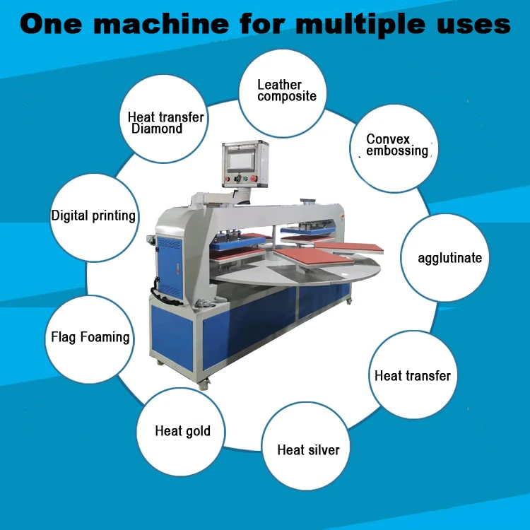 TIFFAN Large Size Rotary Heat Press Machine Pneumatic 6 Stations Heat Transfer Printing Equipment Easy to Operate