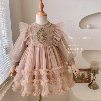 Girls' mesh dress 2023 new autumn girls fashion skirt girl baby children's autumn dress