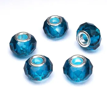 Wholesale Handmade Mix Color with Silver Circle European Charm Large Hole Glass Beads for Jewelry Making