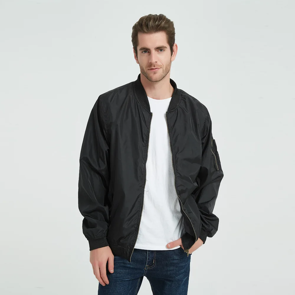 Men's Bomber Jacket Solid Colour Casual Lightweight Autumn Winter_voghion.com