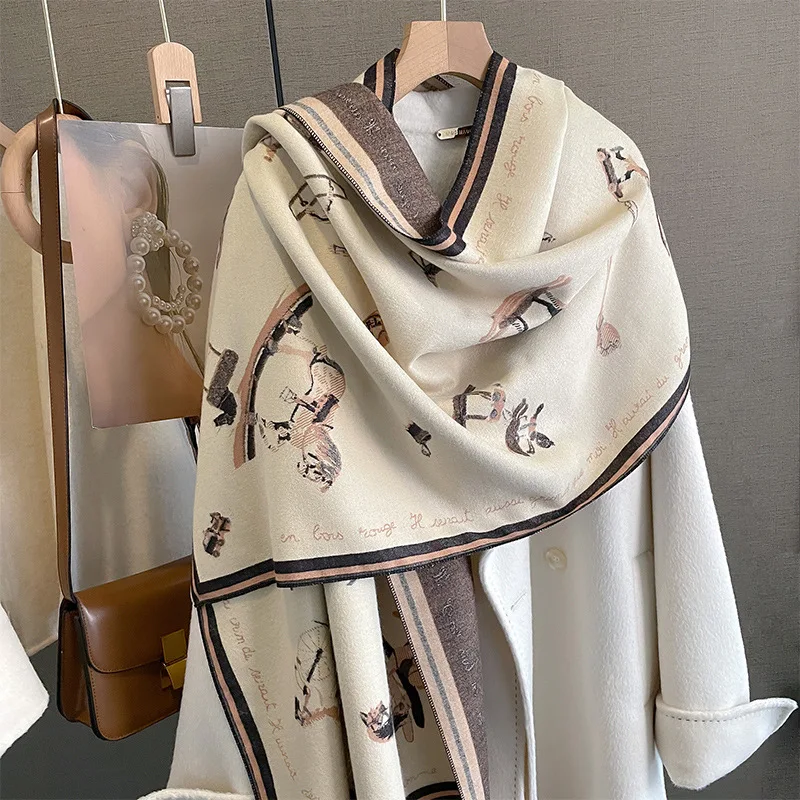 2023 Luxury Pashmina Equestrian Shawls Scarf Wrap Winter Female