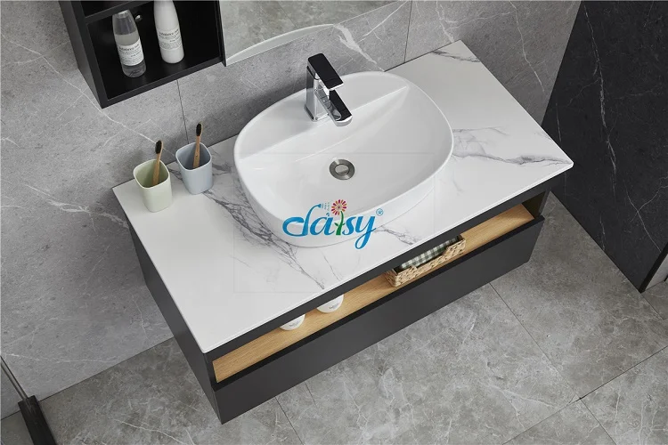 Black  Floating Rustic Primitive Dowell Double Vessel Sink Cheap Washbasin Offset Top Bathroom Vanities Canada