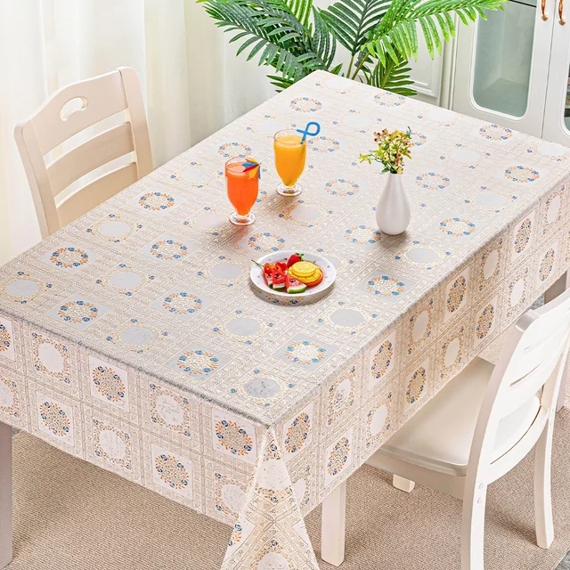 Lace oilcloth tablecloth luxury rectangle vinyl table cloth Reusable PVC table cloth