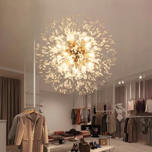 Factory Wholesale Price Nordic Creative Modern Luxury Iron Pendant Fancy Light Crystal Flower Dandelion Chandelier for Home