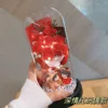 Rouge passion + Couvercle en verre + Sac cadeau + Carte de vœux à piles