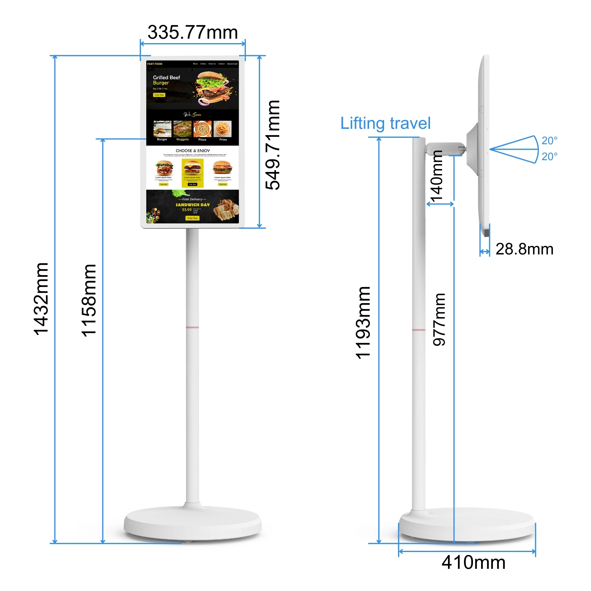 24-Inch RK3588S2 Android 13 Portable Monitor 8+128GB FHD Stand Optional for Business & Hospital Use Digital Signage Displays