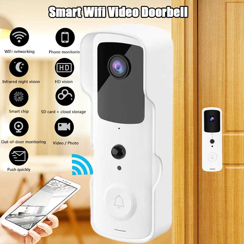 WiFi Video Doorbell 1080P Wireless Smart Door Bell Camera 2-Way Talk PIR Motion Detection Night Vision TuyaSmart APP
