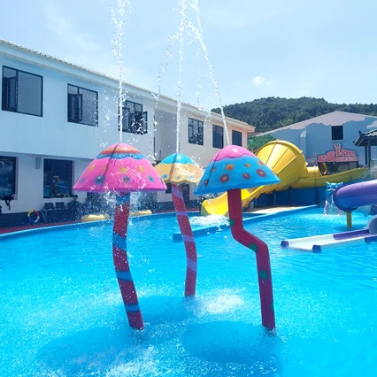 New Arrival Figures Splash Fiber Glass Indoor Swing Mushroom Waterfall Spray Water Jets Pool Park