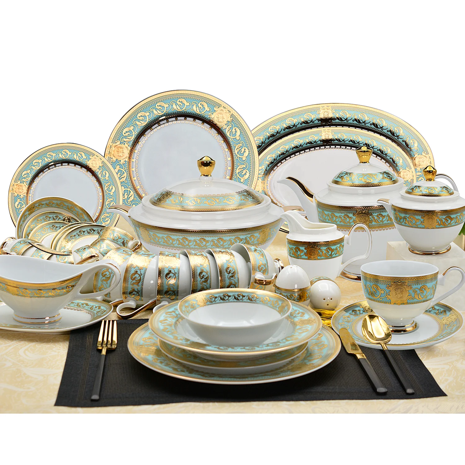 Brand Top Quality Ceramic Porcelain Dinnerware Sets 24K Gold