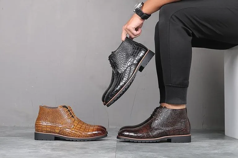 New Style Men Casual Shoes for Outwear Solid Color Plus Size Autumn Genuine Leather Boots