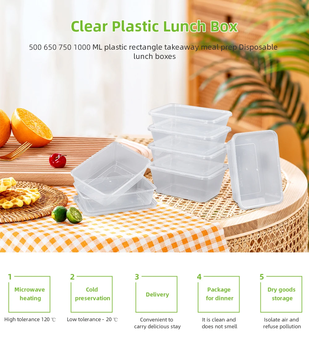 Custom 750ml Microwavable Fast Food Takeaway Box Disposable Clear ...