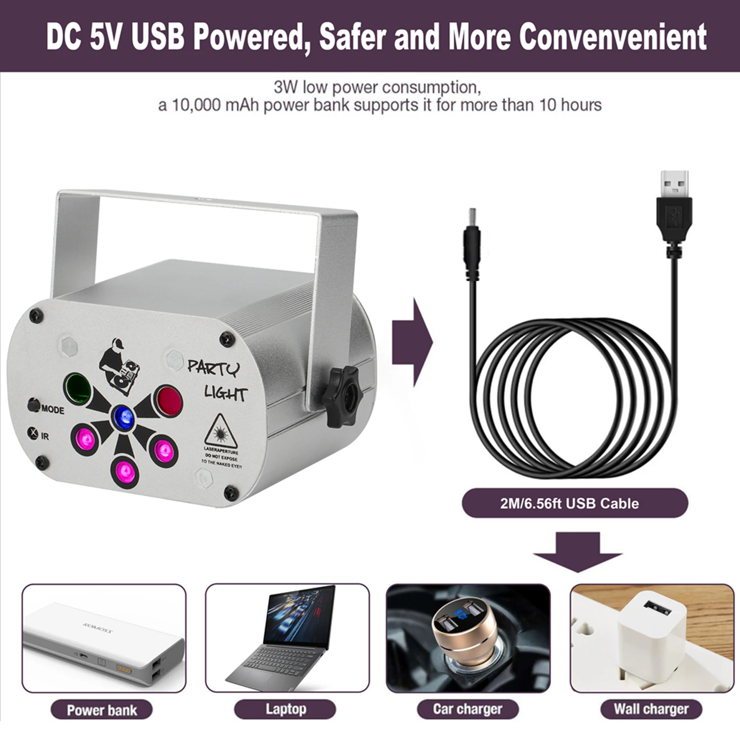 Patterns Effects Desco Light for Disco Party U`king 4000 Mah USB RG Leaser Light+rgb+uv LED 6-hole 30 Laser Lights IP20 10 - 40