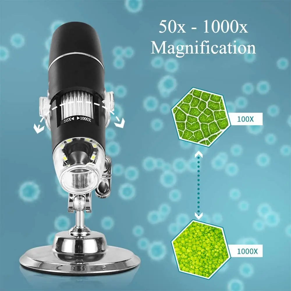 1000X WiFi Digital Microscope for iPhone Android Phone and Tablet Wellwin Wireless Handheld Mini Digital Microscope Camera