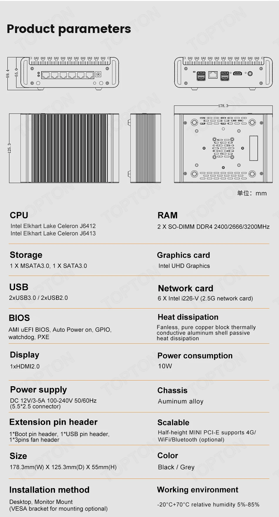 Firewall Soft Router 12th Gen Cele-ron J6413 J6412 Fanless Mini Pc 6x ...